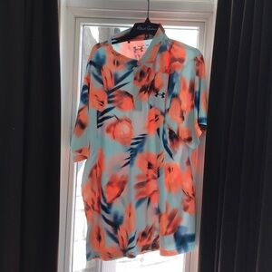 Under Armour Orange and Blue Floral Polo